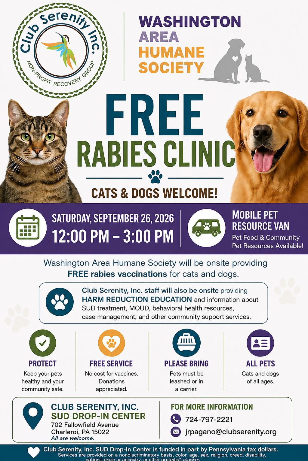 Free Community Rabies Clinic at Club Serenity at Club Serenity